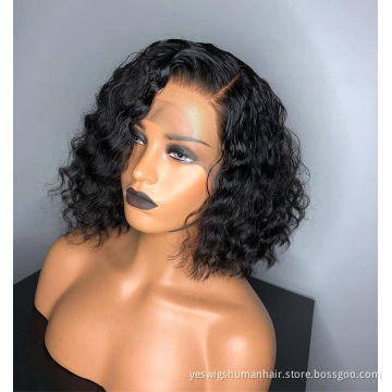 Wholesale Deep Curly Wave Raw Indian Virgin Human Hair Bob Wig Short Hd Full Lace Front Wig Human Hair Bob Wigs For Black Women